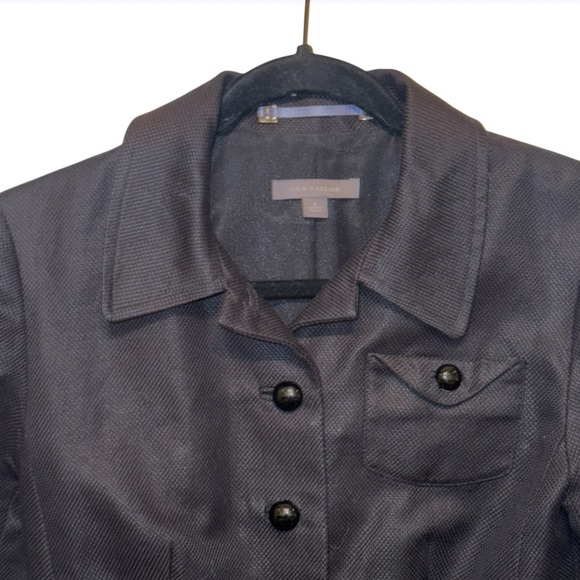 Ann Taylor Black Linen Blend Button-Front Blazer Sz 2 Crop Career Officecore - Picture 11 of 12